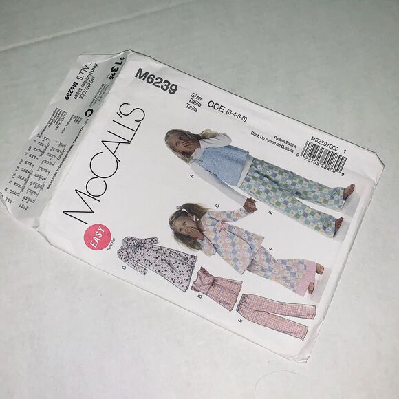 McCalls M6239 Girls Nightgowns & Pajamas Sewing Pattern Szs 3 45 6 Easy Uncut - Picture 1 of 6